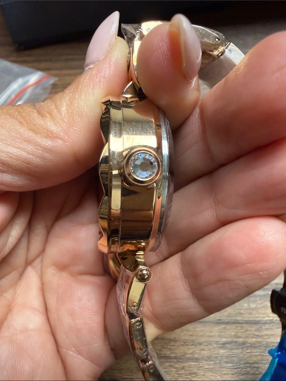Rose Gold Women's Crystal Accent Watch Bracelet